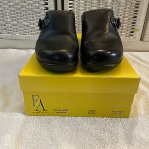 Etienne Aigner Leather Clogs.